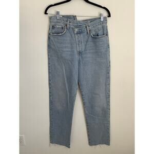AGOLDE Criss Cross Upsized Jean Suburbia Womens Size 27Asymmetric Button Fly